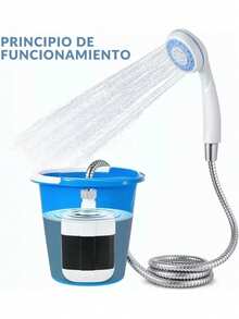 DeTODO Regadera Ducha Portátil Eléctrica Exterior USB Recargable Bomba de Mano con Manguera De 1.5 M Para Senderismo, Caravanas, el Coche o Lavar al Perro - Blanco-1 ud. - Ver 9