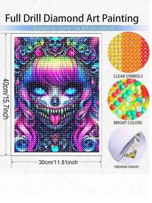 神秘哥特式女尸 5D 钻石画套装，成人款，全钻水晶水钻刺绣工艺套装，家居墙面装饰礼品 - 彩色 - 查看 3