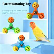1个鹦鹉旋转铃铛玩具，360度旋转，智能减压，鸟笼配件玩具，发出清脆悦耳的声音 - 彩色 - 查看 2