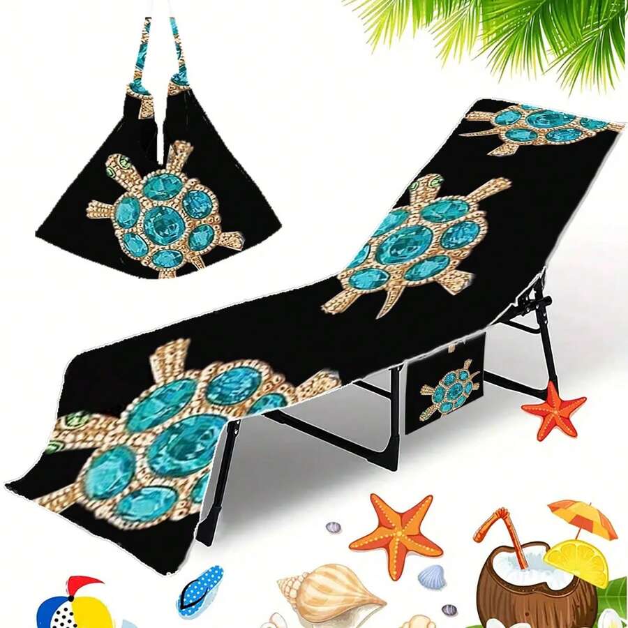 Strandtuch mit Taschen, Sonnenliegen-Handtuch, Strandsessel-Überzug Handtuch, Liegestuhl-Handtuchüberzug, Garten-Pool-Liegestuhl Begleittuch für den Strand - A - Übersicht 1