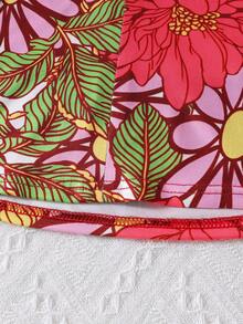 两件套女童热带印花露背吊带背心和中长鱼尾裙，适合海滩和度假穿着 - 彩色 - 查看 6