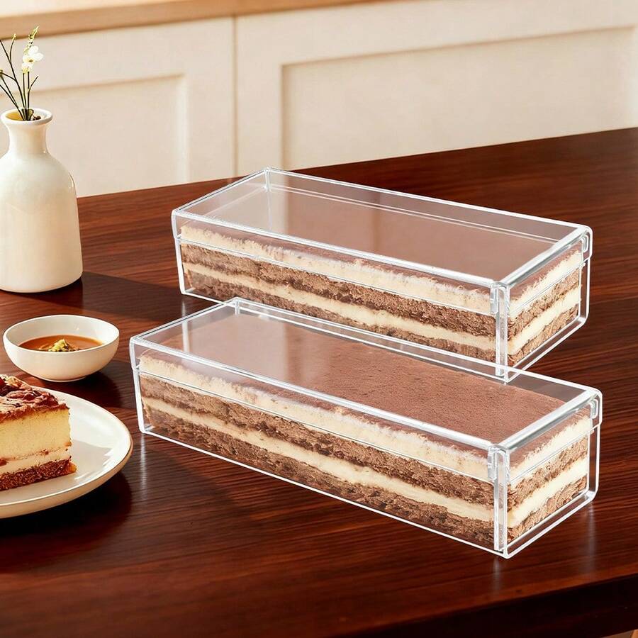 Transparent Acrylic Tiramisu Mold With Lid, Detachable Rectangular Cake Mold, Cheesecake Open-Mouth Mold, Square Mousse Mold For Stall Display, Long Cake Base Tray