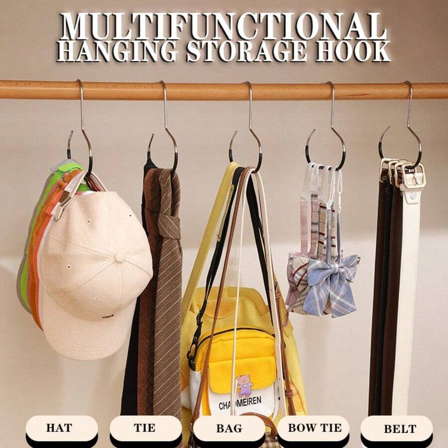 6/12pcs Hat Organizer Rack, Belt Organizer Rack, Closet Organizer Rack, Suitable For Belts, Ties, Scarves, Vests, Hats, Bras, Shoes, Handbags, Dresses, Pants, Jeans, Boots, Skirts - Multicolor - View 1