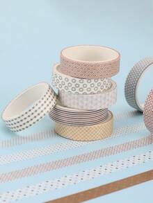 5 Rolls/Box Qian Qian Series Washi Tape, Suitable For Diaries, Bullet Journals, Notebooks, Planners, Page Dividers, Masking, DIY Crafts, School & Office Supplies. Ideal Gifts For Valentine's Day, Thanksgiving, St. Nicholas Day, Epiphany, Birthdays, And Back To School Season. - JD331-05-08 - View 3