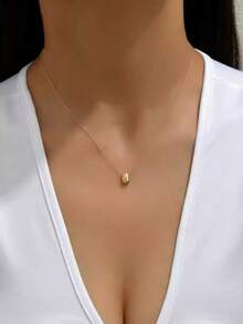 1 Collar con colgante de gota de agua, clásico y minimalista para mujer - Plateado - Ver 2