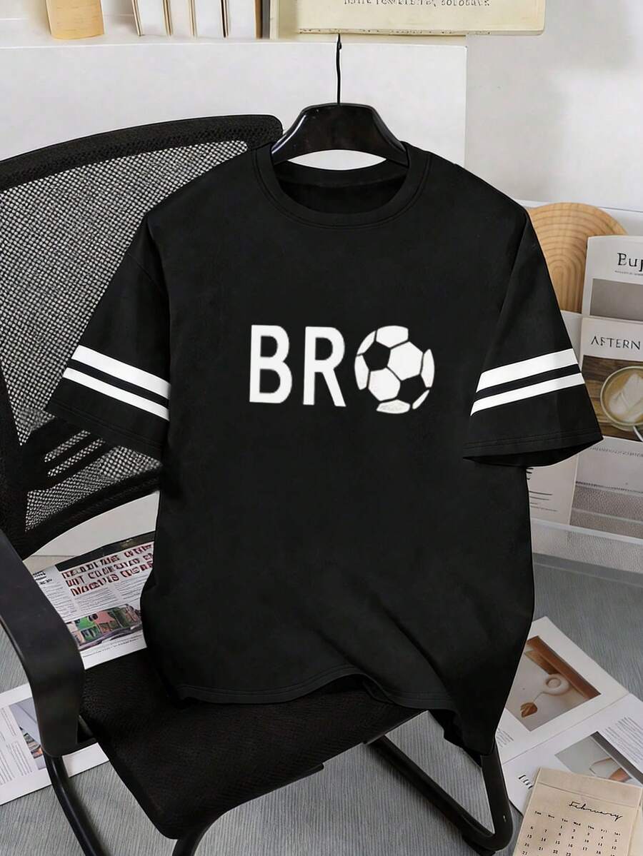 1 pieza Camiseta de cuello redondo de verano con empalme de contraste blanco y negro para niños preadolescentes de moda informal - Negro - Ver 1