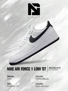Nike Air Force 1 Low '07 – Men's Lifestyle Sneakers – Shoes For Man -Vintage-Spring & Summer-Inspired Running Shoes, Shock-Absorbing Comfort, Gym To Streetwear Casual Wear-Easter Gift– FQ4296 101 - 白色/黑色 - 查看 6