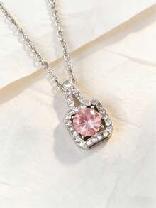 1件优雅方形水钻吊坠项链，不锈钢链，持久不褪色，适合日常佩戴和特殊场合。 - 人造鋯石項鍊 - 查看 8