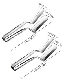 1 pieza Pinzas multiusos de acero inoxidable para barbacoa, espátula para freír pescado, pinza para pan, adecuado para herramientas de cocina de camping - Plateado - Ver 11