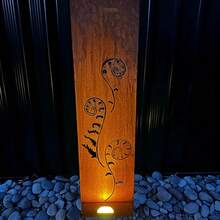 4件套复古铁艺蕨类植物屏风艺术品，带地钉 - 耐用花园隐私屏风，一体式结构，优雅的叶片设计，是户外装饰和花园美化的理想之选，花园装饰，自然美学 - A - 查看 6