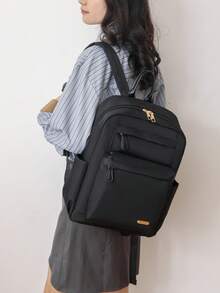 Anti-Theft Multi-Compartment Casual Nylon Backpack Women Purse; Can Hold A 15.6-Inch Business Laptop Backpack; Multi-Pocket Lightweight School Bag; Large-Capacity Travel Bag; Multi-Functional Book Bag - Multicolor - View 10