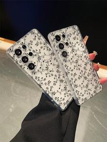 1个黑色植物图案，带气囊透明防摔功能的手机保护壳，TPU材质，可作为节日礼物赠送，男女通用，适用于三星手机 - 彩色 - 查看 8