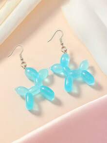 可爱夜光3D气球狗树脂设计耳坠，趣味礼物，多种夜光颜色，女士珠宝配饰，适合日常佩戴、送礼、音乐节、度假、马戏团场景等场合。 - 淺藍色 - 查看 12