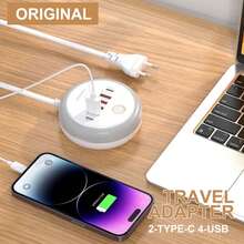 Cargador USB de 50W con múltiples puertos, regleta de enchufes, cargador de viaje de carga rápida para iPhone, , , adaptador de carga rápida para teléfono - KR blanco - Ver 8