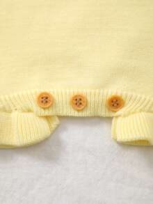 Baby Girls' Lightweight Knit Floral Embroidered Sleeveless Romper, Summer - Yellow - View 5