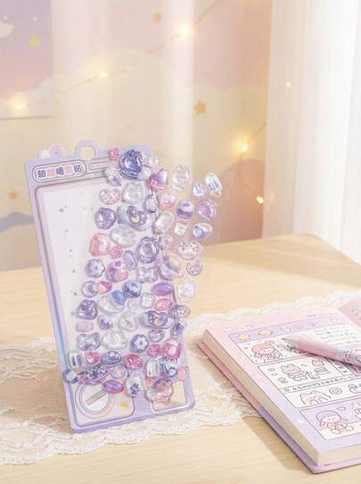 POKOJA LAND 3D立体浮雕水晶贴纸，水果兔子，儿童手工教育DIY装饰材料贴纸，螺旋笔记本，办公及学校用品