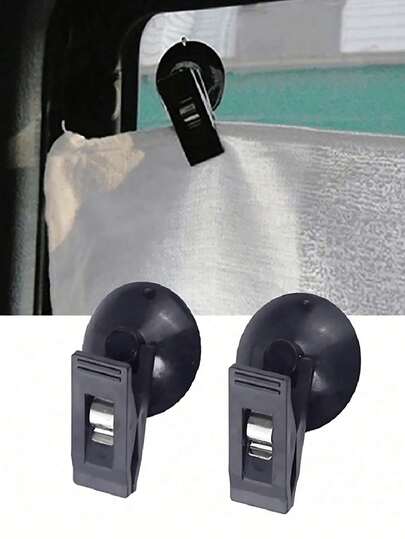 1/2개 자동차 내부 창 클립 블랙 흡착 컵 탈착식 플라스틱 흡착 컵 홀더 선바이저, 수건, 티켓 등에 적합