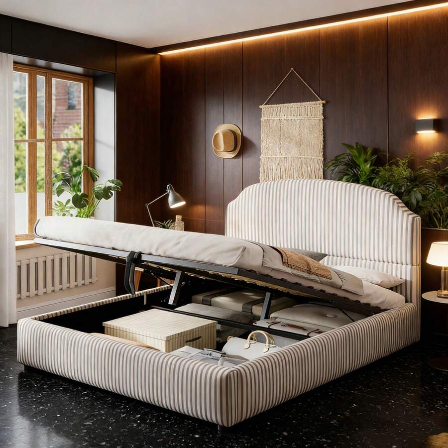 Bed Bases & Foundations - White+ Charcoal + Upholstered + 140cm*200cm - View 1