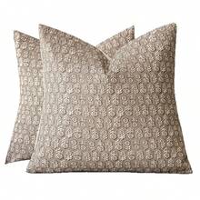 1pc Linen Unfilled Pillowcase, Bohemian Floral Print Neutral Pillowcase, Suitable For Living Room And Home Use - Floral Light Brown - View 2