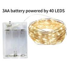 2m 20 LEDs, 3m 30 LEDs, 4m 40 LEDs, 5m 50 LEDs AA Battery Powered Fairy Lights, Suitable For Wedding, Holiday, Bedroom, Party, Ambiance, Bedside, Room, Decorative Lighting - Warm White - View 5