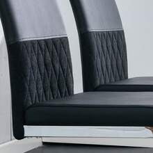 Set Of 2 Modern Dining Chairs, PU Faux Leather And Linen, Padded Side Chairs, Kitchen, Dining Room, Office Chairs, Black, Grey. - Black - View 8