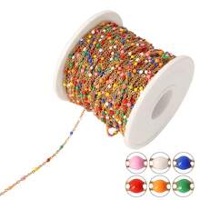 Dây chuyền hạt thép không gỉ 100cm, dây chuyền hạt nhựa nhiều màu sắc phong cách Bohemian, dây chuyền tráng men để làm trang sức DIY và phụ kiện vòng cổ. - Chuỗi tự làm - Xem 16