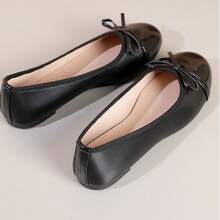 2026 春季新款女士蝴蝶结平底法式芭蕾舞鞋，妈妈鞋 - 黑色 - 查看 3