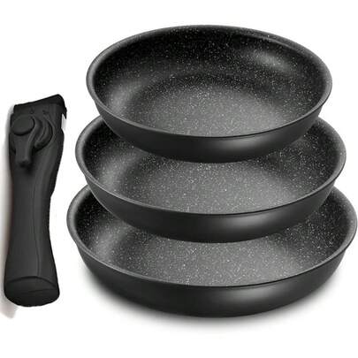Fadware 4 Piece Frying Pan Set With Detachable Handle, Nonstick Cookware Set