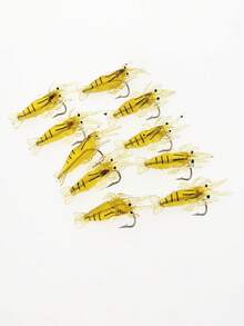 10pcs 4cm 1.3g Fishing Soft Lure Baits With Hooks, Yellow Silicone Lures For Bass, Perch, Crappie - Yellow - View 1