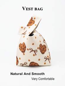 1个轻便可折叠可爱多色树脂镂空透气撞色针织手提包腕包，适合度假、拍照、上学等场合，女士适用。 - 米色 - 查看 3