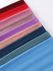 1件女士纯色雪纺长围巾，带珍珠装饰雪纺头巾 - 淺紫 - 查看 2