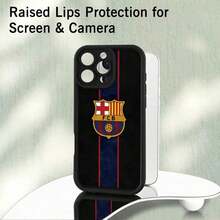 FC Barcelona Pattern Phone Case, For 17 16 15 14 13 12 11 XS XR X 7 8 Plus Pro Max Soft Silicone Back Cover Camera Protection - 黑色 - 查看 6