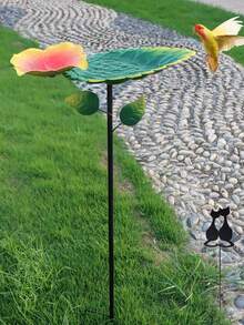 1个复古金属鸟浴盆，户外悬挂式喂鸟器，铸叶造型，防锈，铜绿垂直喂鸟站，耐用草坪庭院花园装饰，爱鸟人士用品 - K44 - 查看 7