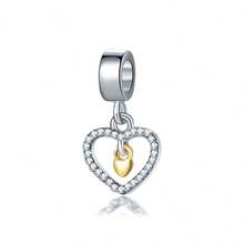 1pc Simple And Versatile Double Heart Charm, Rose Gold Silver Grey, Valentine's Day DIY Beaded Bracelet Jewelry Pendant Accessories, A Variety Of Styles To Choose From - A - View 14