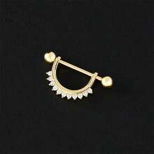 1pc Minimalist Fashion Women's U-Shaped Zirconia Stud Earring - Gold - View 4
