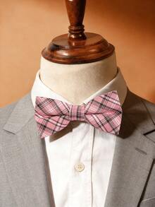 1件男士时尚格子条纹图案JK双层蝴蝶结，适合派对、日常、学校、旅行和搭配 - A - 查看 1
