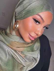 1pc Women's Bohemian Style Watercolor Floral Print Vela Headscarf/Scarf, Casual Soft Windproof Shawl, Suitable Daily Wear Dress - 綠色 - 查看 4