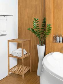 1pc 3-Tier/4-Tier Freestanding Bamboo Shelving Unit, Suitable For Bathroom, Kitchen, Living Room, Natural Material - Log - View 4