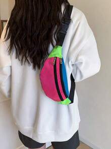 New Patchwork Women Fanny Pack Crossbody Shoulder Bag Fashionable Chest Bag - Multicolor - View 4