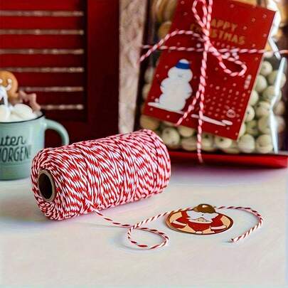 1 Stück 100 Meter (328 Fuß) lange, 2 mm dicke, zweifarbige, geflochtene Polyesterschnur, geeignet für Bastelarbeiten, Geschenkverpackungen, Partyartikel, Anhänger und Geschenkverpackungen für Feiertage