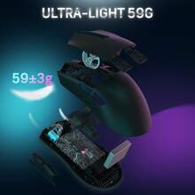 ATTACK SHARK X11 无线游戏鼠标 - 2.4G/蓝牙/有线三模式，62克超轻人体工学设计，PAW3311传感器，22000 DPI，带RGB充电底座 - 彩色 - 查看 3