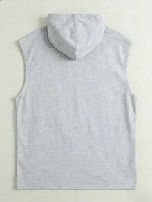 GRDR 1 pieza Chaleco con capucha sin mangas de unicolor para hombre, moda deportiva casual de verano - Gris Claro - Ver 5