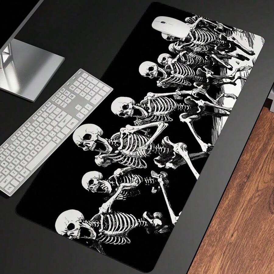 1 Peça Mouse Pad de Jogo com Gráfico de Caveira Legal, Mouse Mat Antiderrapante Adequado para Uso Doméstico e Escritório, Mouse Pad de Jogo Grande com Bordas Costuradas Duráveis, Tapete de Teclado Estendido para Jogos, Casa e Escritório