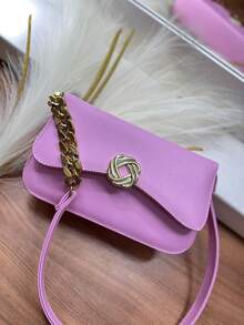 Medium-Sized Plastic Flower-Shaped Bag With Hardware. - 淡粉紅色 - 查看 1
