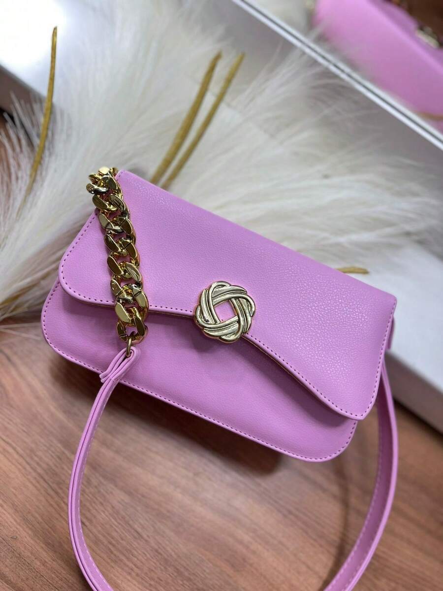 Medium-Sized Plastic Flower-Shaped Bag With Hardware. - 淡粉紅色 - 查看 1