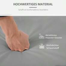 Set Of 2 Seat Cushions, 56 X 52 Cm, Fabric Cover With Zipper, 7 Cm Thick Padding, Washable, For Home, Garden, Car, Office, Sofa And Chairs, Light Grey - 1PC - View 5