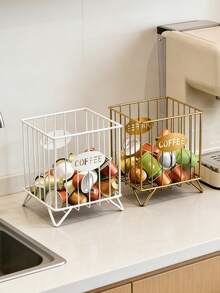 1 pezzo Portacapsule per caffè in filo nero/bianco/dorato, portaoggetti in metallo di grande capacità, cestino portaoggetti per accessori da cucina, bancone dell'ufficio, bar del caffè, organizzatore per panna e sciroppo - Multicolore - Visualizzare 11