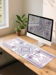 图案桌垫，适用于家庭和办公室的加长型大型鼠标垫、大型游戏鼠标垫、笔记本电脑键盘垫，底部采用防滑橡胶材质，边缘缝合加固。 - 彩色 - 查看 3