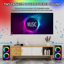 Portable Bluetooth Karaoke Player With 1 Wired Microphone, Supporting TWS/TF/USB/AUX, Large Party PA System With Disco Lights, Suitable For Home, Camping, And Travel Stereo Speakers,USB Charging - Black - View 2