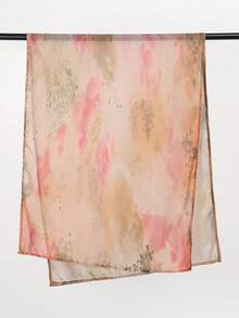 1条女士波西米亚风水彩印花头巾，轻盈多色围巾，优雅百搭披肩，适合日常佩戴（此款头巾采用轻盈单面印花面料，尺寸为70*180厘米。实际佩戴效果可能因人而异。我们不接受因材质或尺寸原因的退货。） - 小清新 - 查看 4